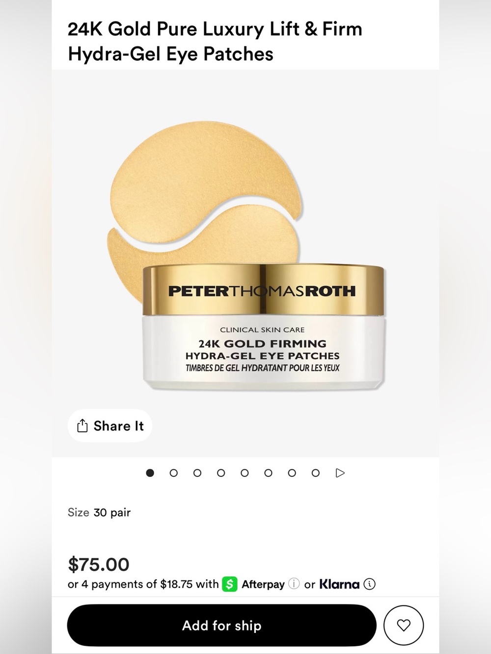 Peter Thomas Roth 24K Gold Hydra-Gel Eye Patches - Gold and White